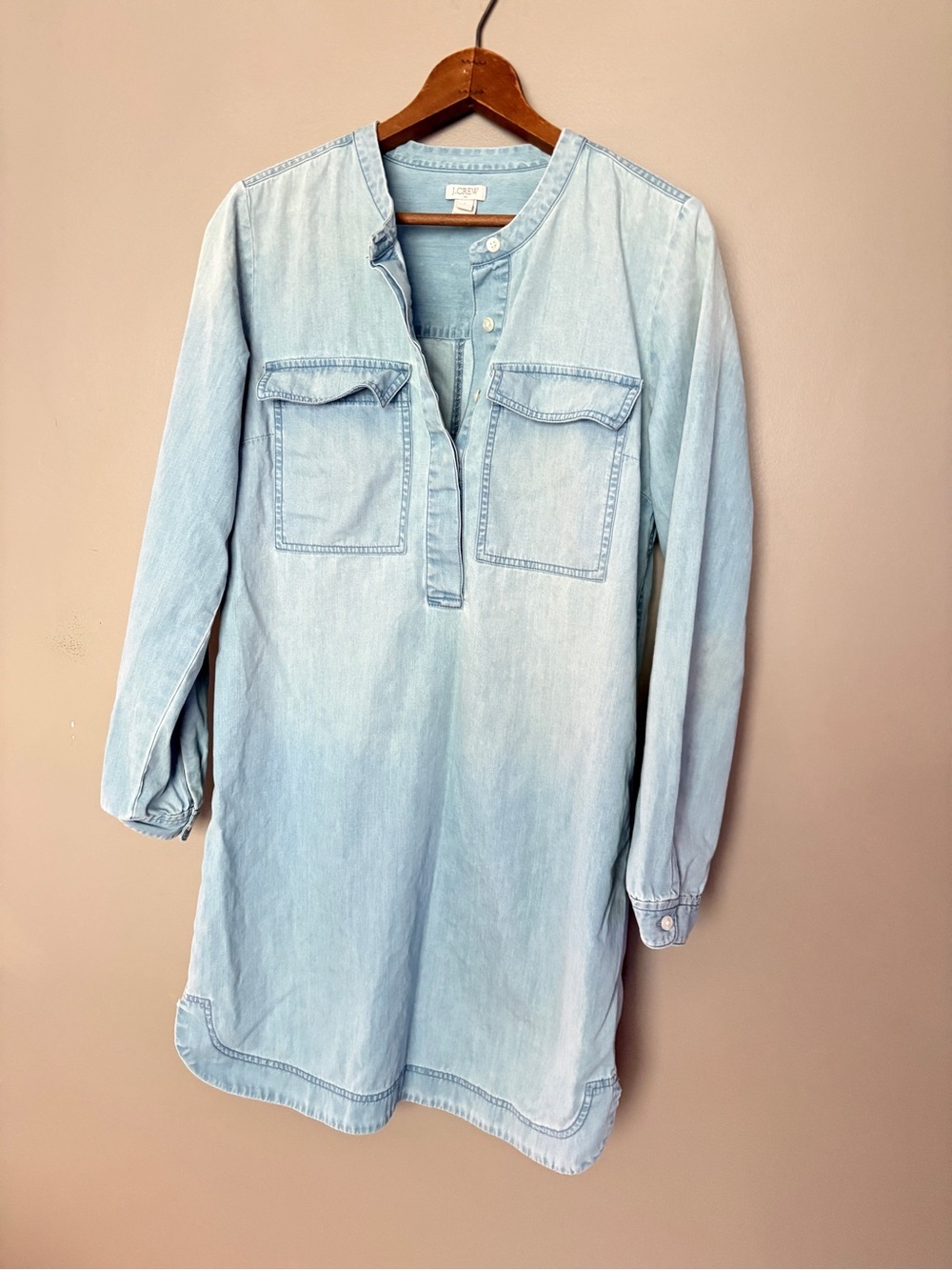 J.Crew light chambray shirt dress casual vacation travel preppy drapey sz S EUC - Picture 3 of 12